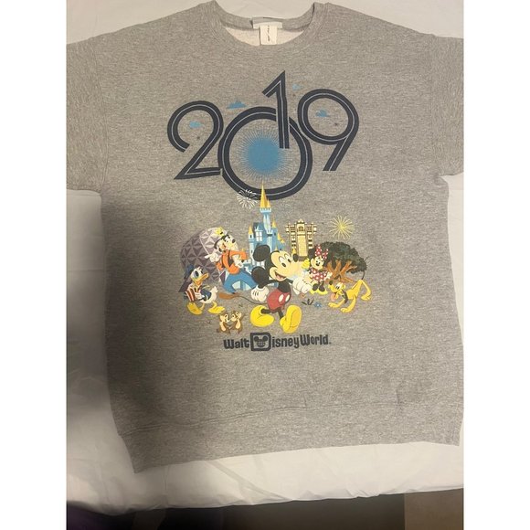 Disney Sweatshirt Men Small Gray Pull Over Sweater Parks Resort Land Mickey And - Picture 3 of 9